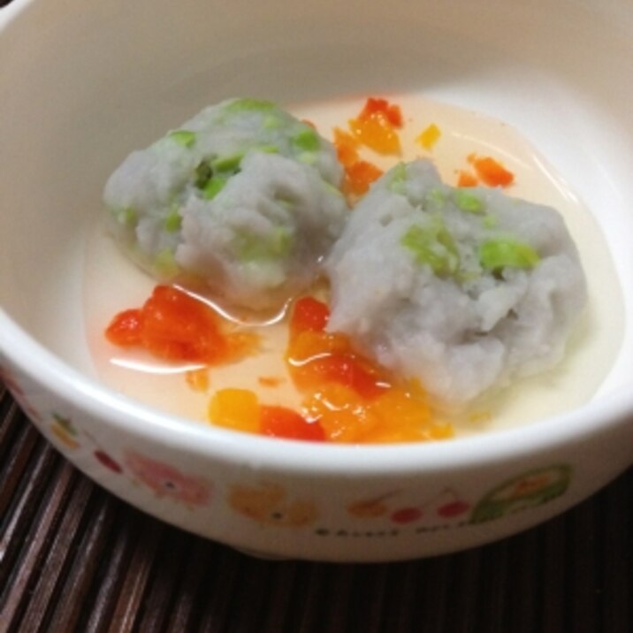 離乳食☆里芋と枝豆のお団子スープ